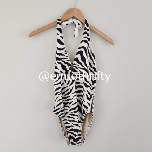 Melissa Odabash Other - Melissa Odabash Zebra Print One-Piece Halter Swimsuit